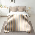thumbnail image 2 of Manfei Brown Geometric Lines 7pcs Bedding Comforter Set,Aesthetic Striped Queen Bedding Sets,Minimalism Geometric Stripes Queen Sheet Sets For Girls Boys,Super Cozy Room Decor Reversible, 2 of 8
