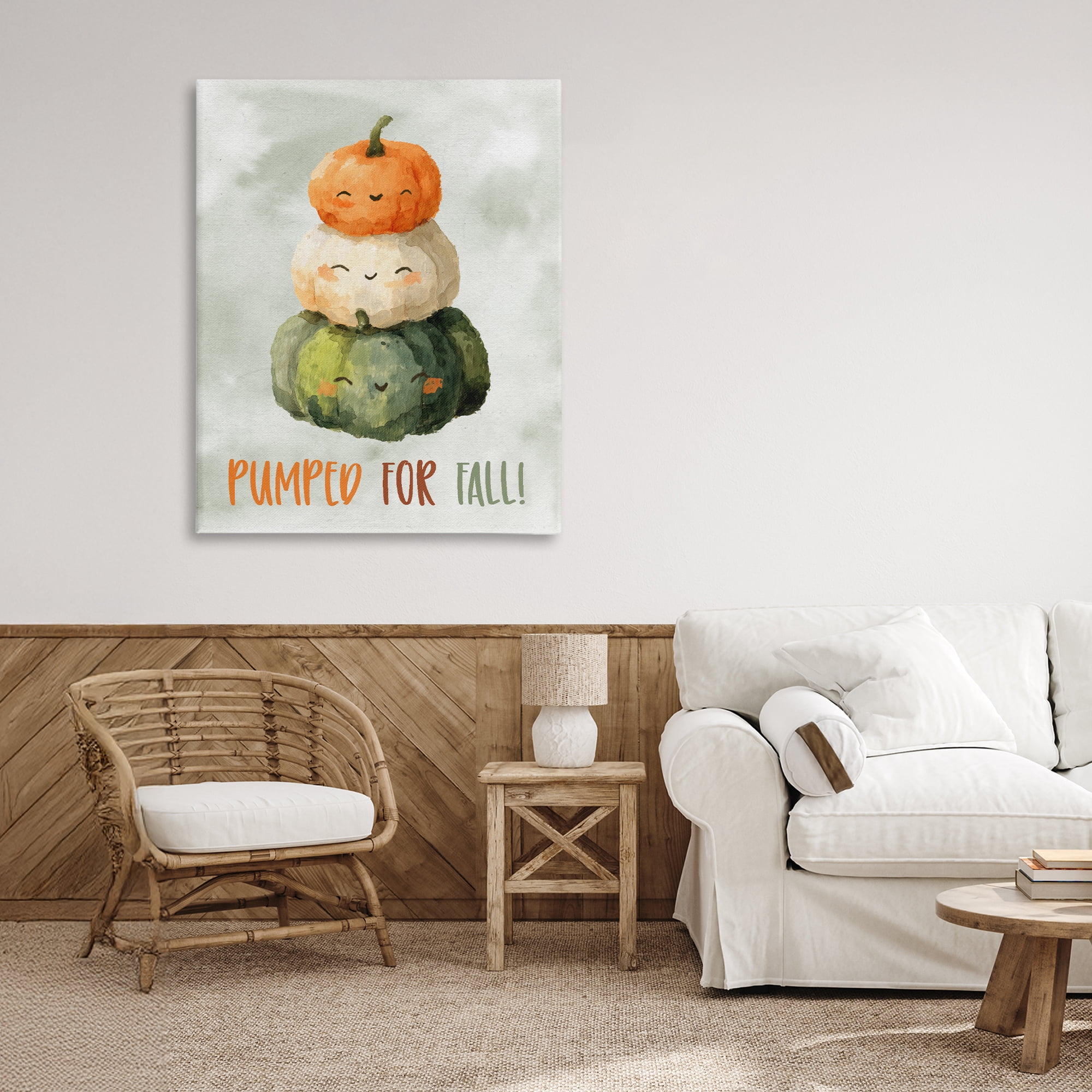 Stupell Industries Smiling Pumpkins Pumped For Fall Canvas Wall Art, design by Ziwei Li