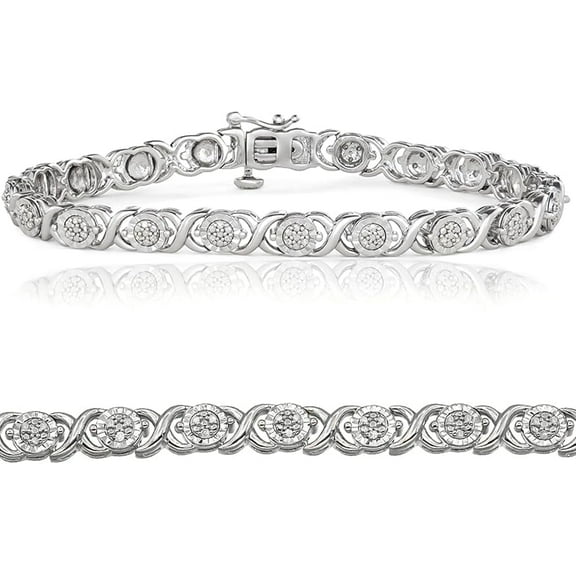 Beyond Brilliance Sterling Silver 1/4 Carat Cross Link Diamond Tennis Bracelets for Women