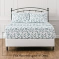thumbnail image 3 of Chanasya 4-Piece Printed Queen Sheet Set - Ultra Soft Forsythia Flora Print 1 Flat Sheet, 1 Fitted Sheet ,2 Pillowcases - Wrinkle Fade Stain Resistant - Luxurious Brushed Microfiber - Blue - Queen, 3 of 3