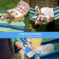 thumbnail image 5 of Double Camping Hammock - Outdoor Portable Cotton Hammock with Two Anti Roll Balance Beam, Max 500 lbs Weight Capacity,Perfect for Camping, Hiking, and Travel - Blue, 5 of 7