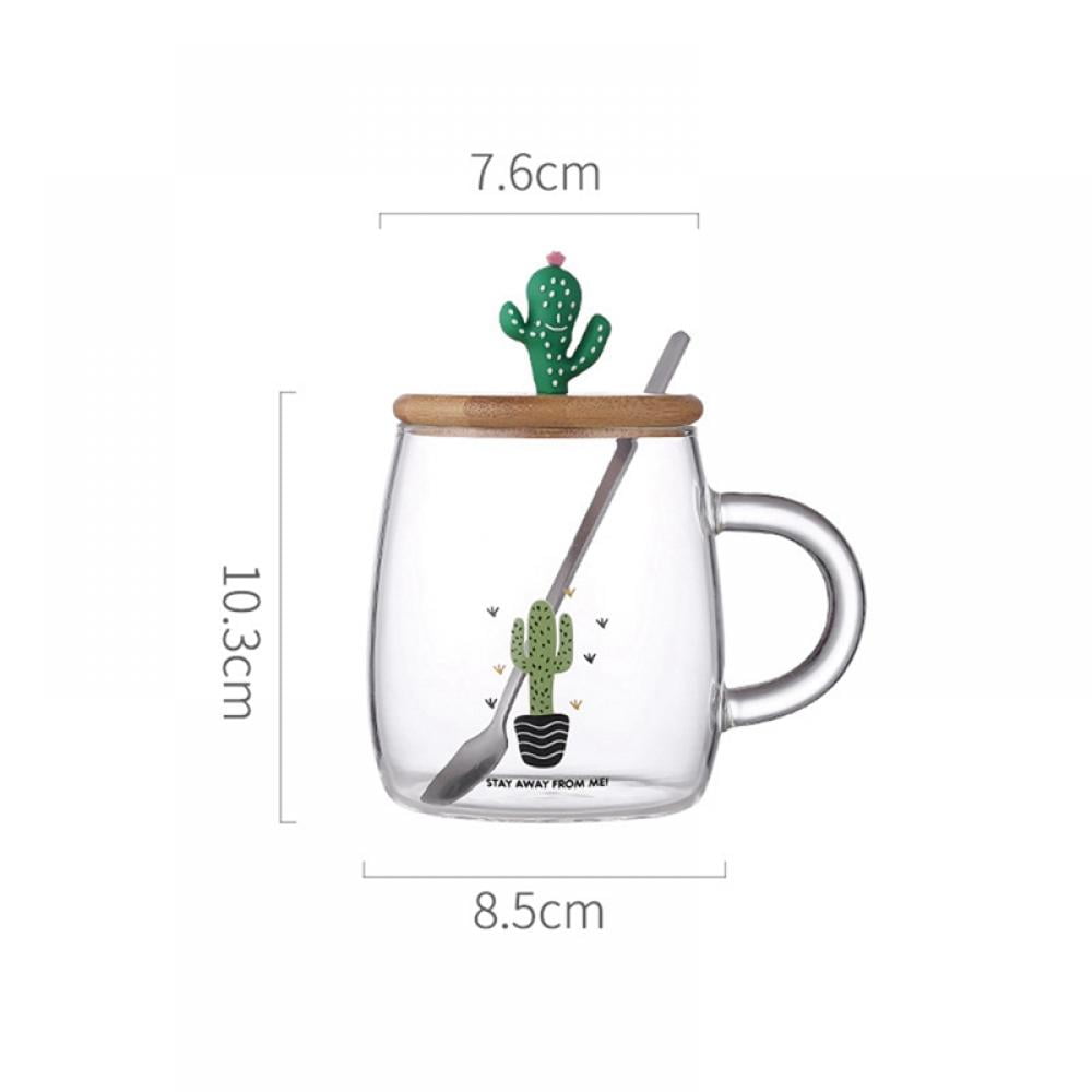 Tik Tok Cactus Heat-Resistant Glass Cup With Handle Office Large-Capacity  Water Cup Household Glass Mug With Lid Spoon Drinkware