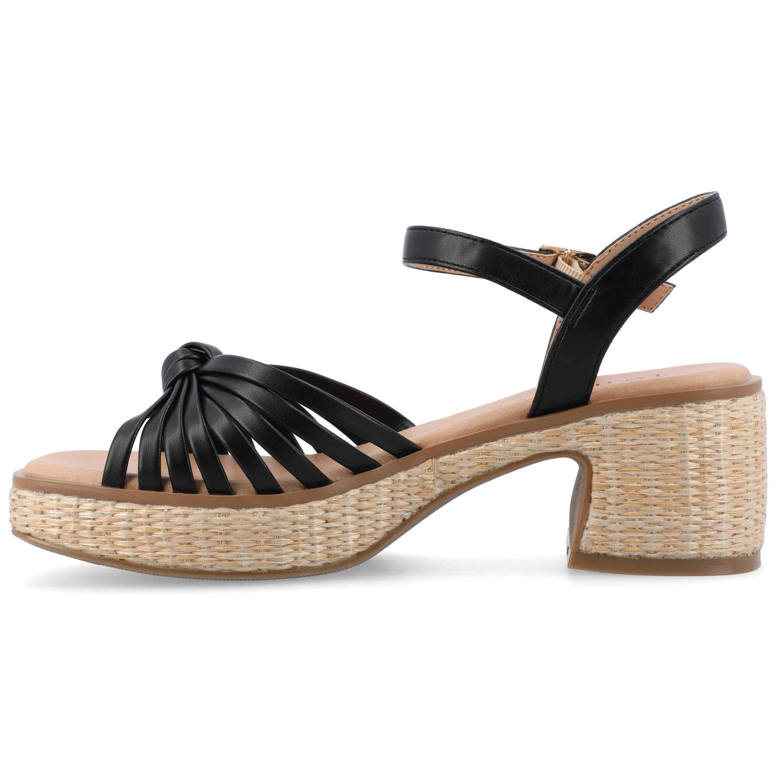 Journee Womens Hally Raffia Outsole Platform Dress Sandals