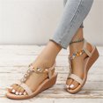 thumbnail image 2 of Samickarr Summer Sandals For Women Indoor And Outdoor Wide Women's Fish-mouth Slip-on Slope Heel Shoes Casual Bohemian Rhinestone Roman Sandals, 2 of 6