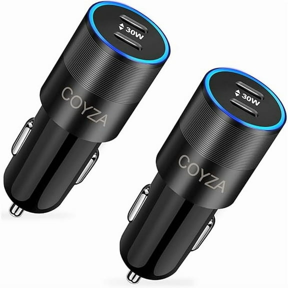 Fast USB C Car Charger, 2 Pack 30W Type C 12V Cigarette Lighter Charge Adapter, Dual PD Rapid Charging Ports Cargador para Carro Compatible for iPhone 16, Samsung, Galaxy S25, Google Pixel Phone