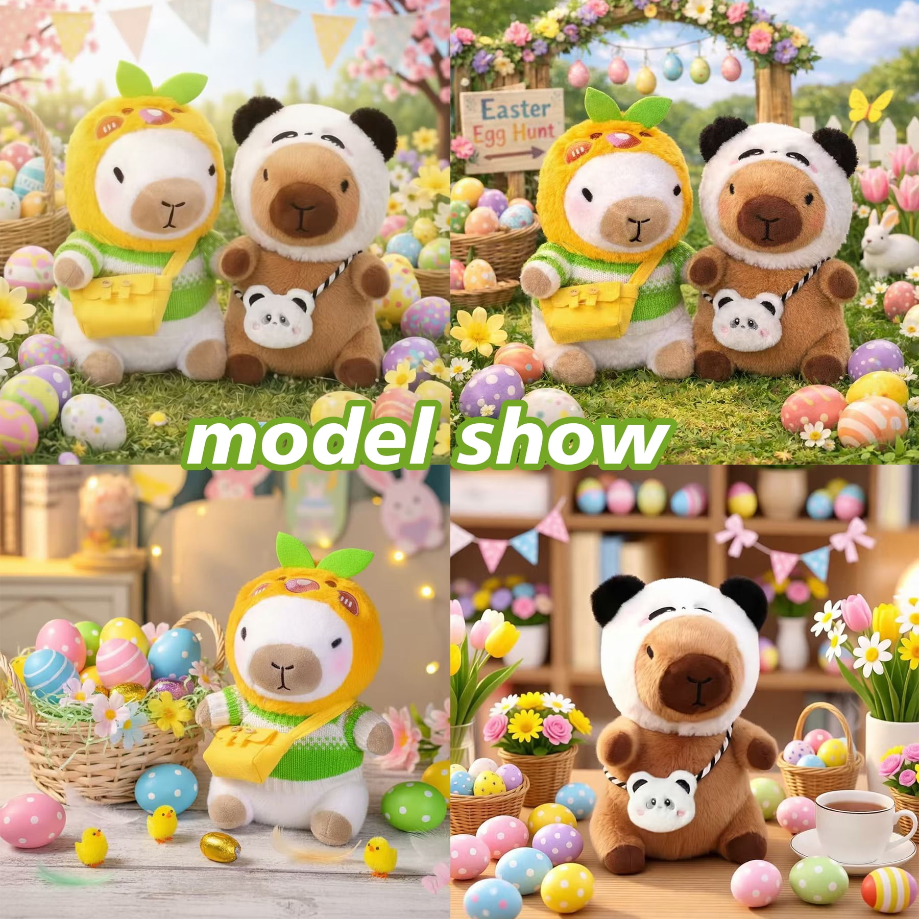 10.4 in/26.5 Cm Capybara Plush Stuffed Animal, Soft Plush Toy with Easter & Spring Outfit, Cute Gift for Easter Basket, Home Decor & Collectible