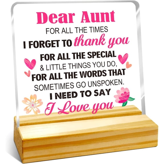 Zomyto Thank You Gifts for Aunt,Mother's Day Gifts for Aunt,Aunt Gifts Ideas,Aunt Birthday Gifts,Dear Aunt Gifts Acrylic Plaque