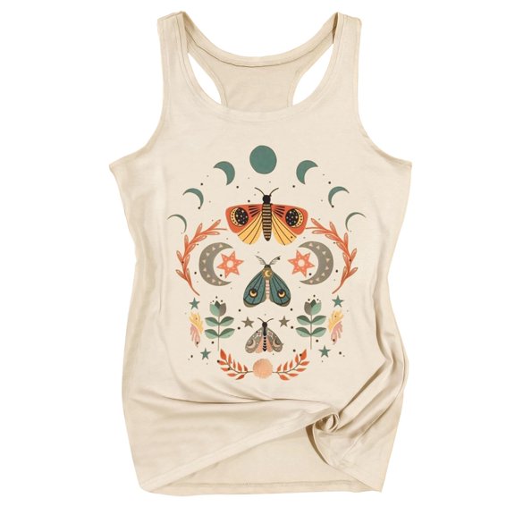 Women Summer Casual Sleeveless Tank Tennis Tops with Graphic Print Crew Neck Basic Black Shirt for Everyday Women Wear Beige S