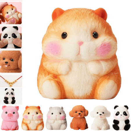 Cute Realistic Animal Squeeze Toys Soft Textured Silicone Sensory Toys Pig Hamster Panda Dog Collectible Fidget Toys Desk Ornament Gift for Boys Girls 1Pc B
