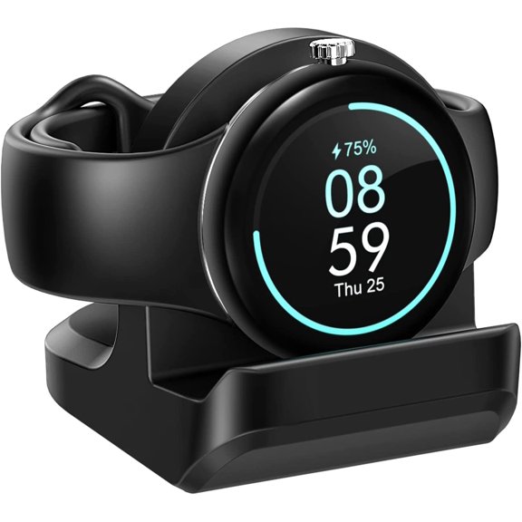 Silicone Stand for Google Pixel Watch Charger, YUANHOT Charger Stand Charging Base Holder with Integrated Cable Management Slot, Black (Cable Not Included)