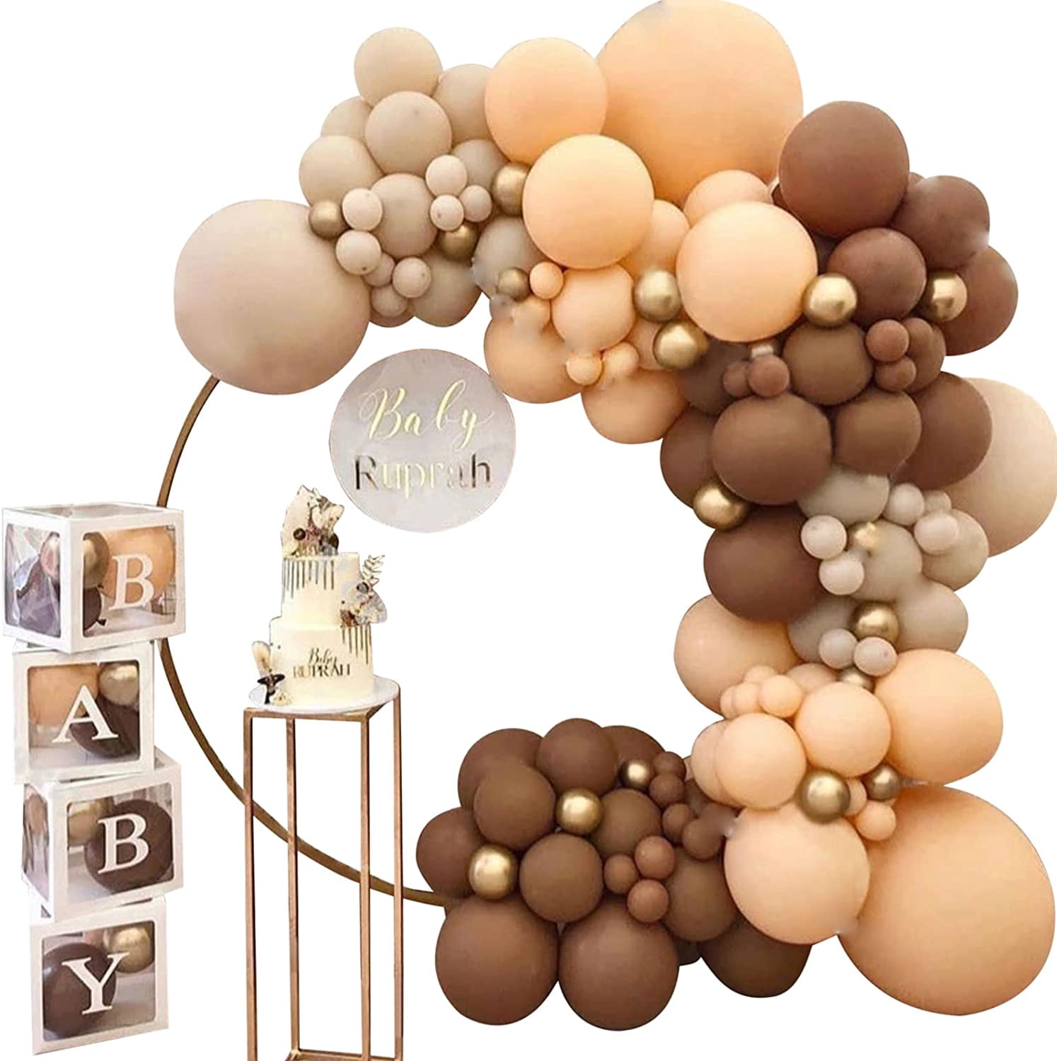 Party Balloons, Garland Arch Kit 16Ft, Macaron Latex Balloons Leaves for Baby Shower, Wedding, Birthday or Any Party Decorations (114pcs Coffee Brown Set)