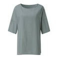 thumbnail image 3 of Frostluinai Women Plus Size Casual Loose Solid Color 3/4 Sleeve Round Neck Tunic Shirt Blouse Top, 3 of 5