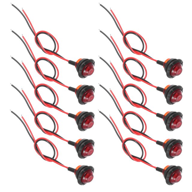 Luces de marcador redondas LED para remolque de camión 24V, de plástico, impermeables, rojas, 10 piezas