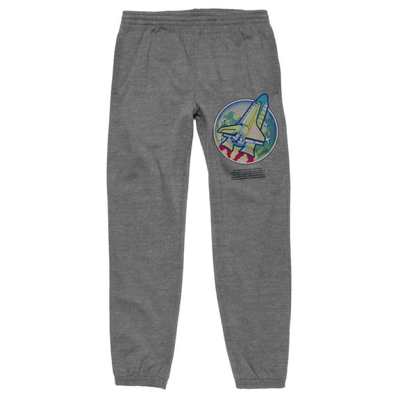 NASA Spaceship Logo Men's Athletic Gray Graphic Sweatpants-Medium