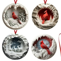 Handmade Red Bird Christmas Tree Ornament - Festive Holiday Decoration, Waterproof, 9x9cm