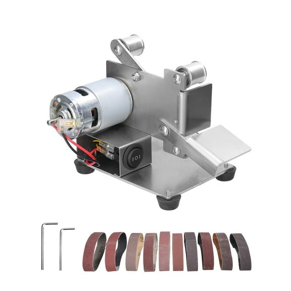 Mini Electric Belt Sander Mini Electric DIY Polishing Grinding Machine Cutter Edges Sharpener Wood Metal Working Power Tool ,Low Vibration