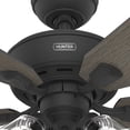 thumbnail image 5 of Hunter 52 inch Indoor Ceiling Fan with LED Lights and Pull Chain - Standard Mount Black Ceiling Fan, 5 Blades, For Bedroom, Living Room, or Kitchen, 3 inch Downrod - Rosner 51595, Matte Black, 5 of 14