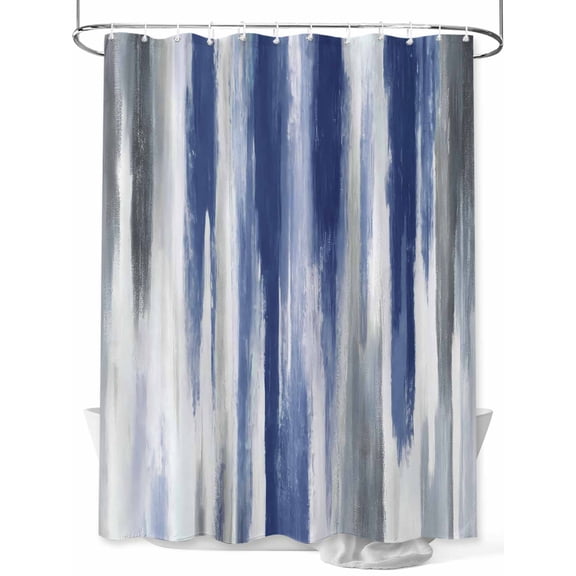 Fsddascl Abstract Navy Blue Shower Curtain Set - Extra Long 72" x 96" Washable Bathtub Curtain with 12 Hooks, Vintage Grey Street Painting Art Waterproof Fabric Stall Shower Curtains for Bathroom