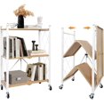 thumbnail image 4 of Tier Folding Shelf with Wheels  Metal Steel Collapsible Shelves  Folding Bookshelf no Assembly  Portable Folding Storage Shelves  Rolling Standing Utility Rack for Kitchen  Office  Rustic, 4 of 4