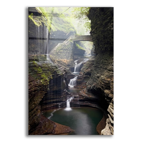Epic Art 'Watkins Glen Rainbow Bridge' by Mike Jones, Acrylic Glass Wall Art, 16"x24"