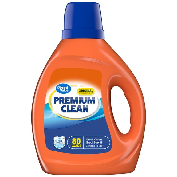 Great Value Premium Clean Original Laundry Detergent 105 fl oz, 80 loads