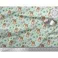 thumbnail image 2 of Soimoi Green Cotton Jersey Fabric Teddy Bear & Leaves Kids Printed Fabric 1 Yard 58 Inch Wide, 2 of 3