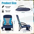 thumbnail image 4 of UMINEUX Low Beach Chairs for Adults, Folding Portable Lightweight Chair with Cup Holder, Nvay Blue, 4 of 8