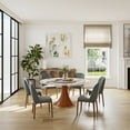 thumbnail image 3 of POVISON 53''Modern Round Dining Table with Lazy Susan for 4, Glossy Sintered Stone Tabletop ,Walnut Solid Wood Base, 3 of 9
