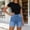🔥 Light Blue, variant on Sentmoon Women's Jean Shorts Stretchy High Waist Jean Shorts for Women Denim with Pockets Streetwear Solid Color Slim Womens Shorts Casual S-2XL
