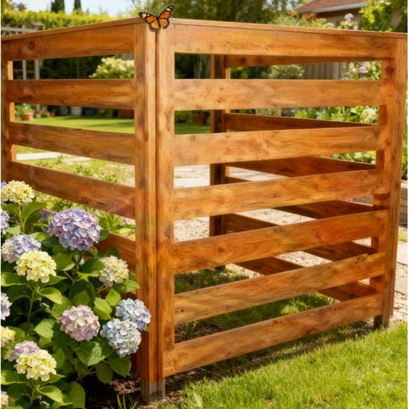 Air Conditioner Fence Outdoor Wood Privacy Screen Fence with Planter Box for Trash Can Pool Equipment Garbage Can Enclosure 36" W x 36" H