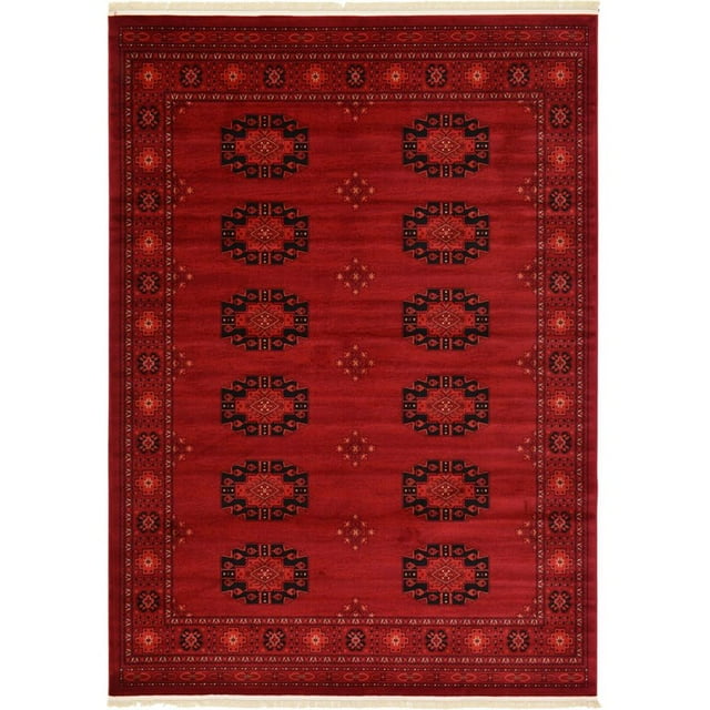 Unique Loom Tekke Over-Dyed Torkaman Area Rug 8' x 11' Rectangle Red/Black