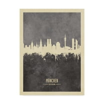 Trademark Fine Art 'Munich Germany Skyline Gray' Canvas Art by Michael Tompsett