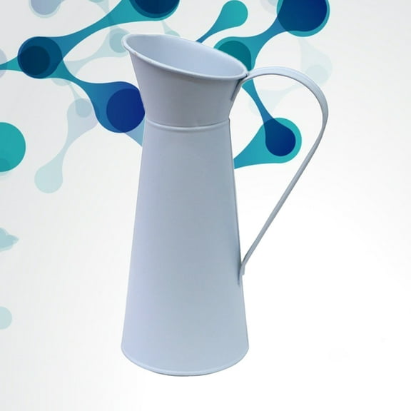 Soimiss 1Pc White Iron Pitcher Watering Can Multifunctional Flower Vase Desktop Decor