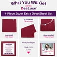 thumbnail image 2 of DeaLuxe Bedding 16” California King Extra Deep Pocket Sheet - Hotel Luxury Extra Soft Cooling Bed Sheet - 4 piece Bed Sheet Set - Perfectly Fit 14”-18” Inch Mattress - Red (Passion), 2 of 8