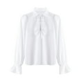 thumbnail image 6 of Manyakai Kids Girls Ruffle Lace Cuffs Long Sleeve Stand-Up Collar Princess Shirt Vintage Victorian White 6, 6 of 7