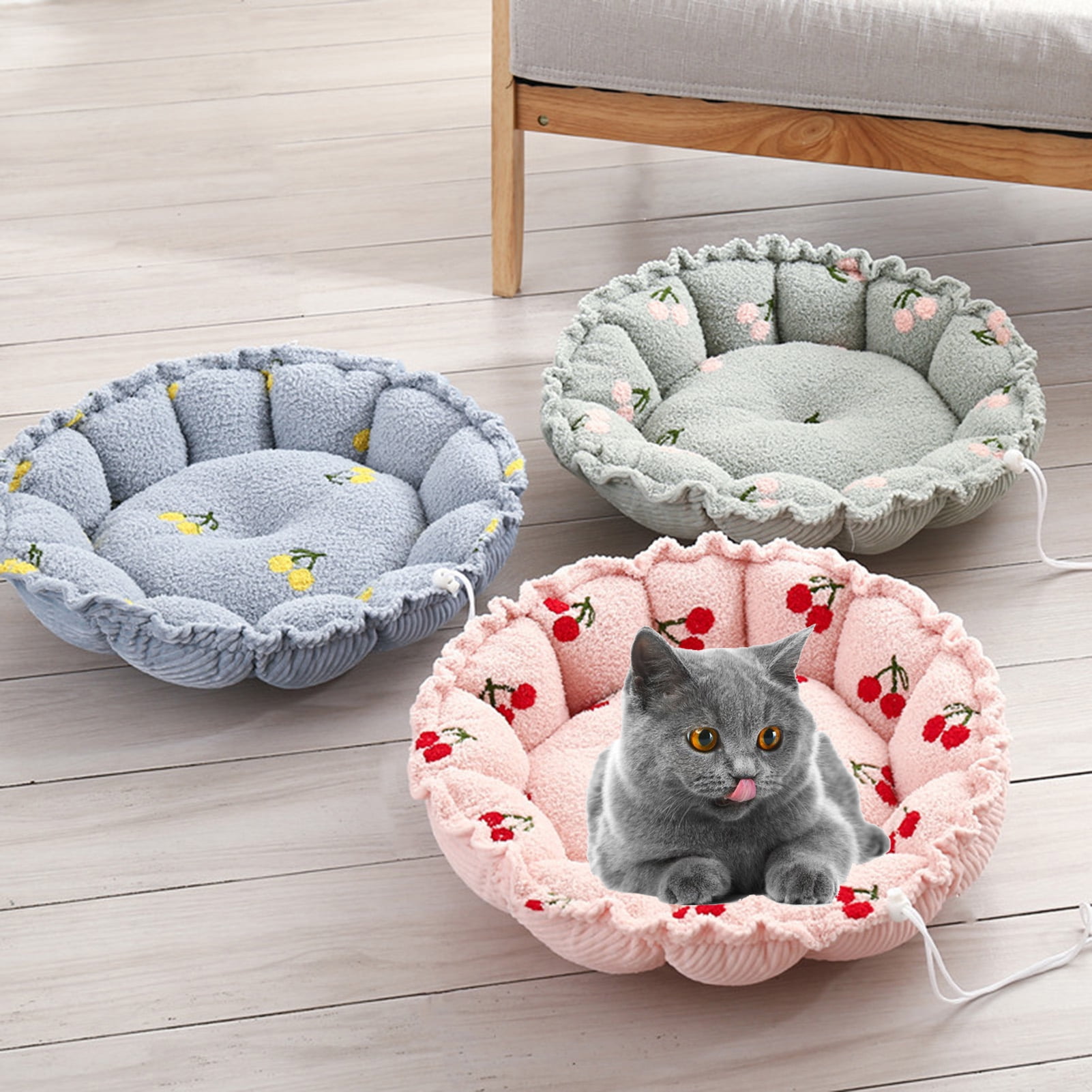Cheers US Soft Plush Small Cute and Cozy Pastel Flower Dog Cat Bed, Washer and Dryer Friendly