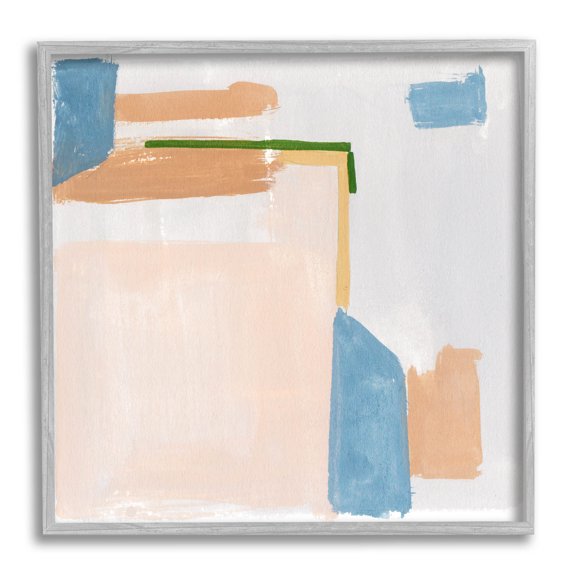Geometric Contemporary Shapes Abstract Painting Gray Framed Art Print Wall Art