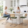 thumbnail image 5 of Zesthouse 26″ Natural Rattan Counter Stools Set of 4, Mid Century Modern Bar Stools with Cane Back & Chrome Legs, Cantilevered Design, Upholstered Faux Leather Barstools for Kitchen Island, Green, 5 of 10