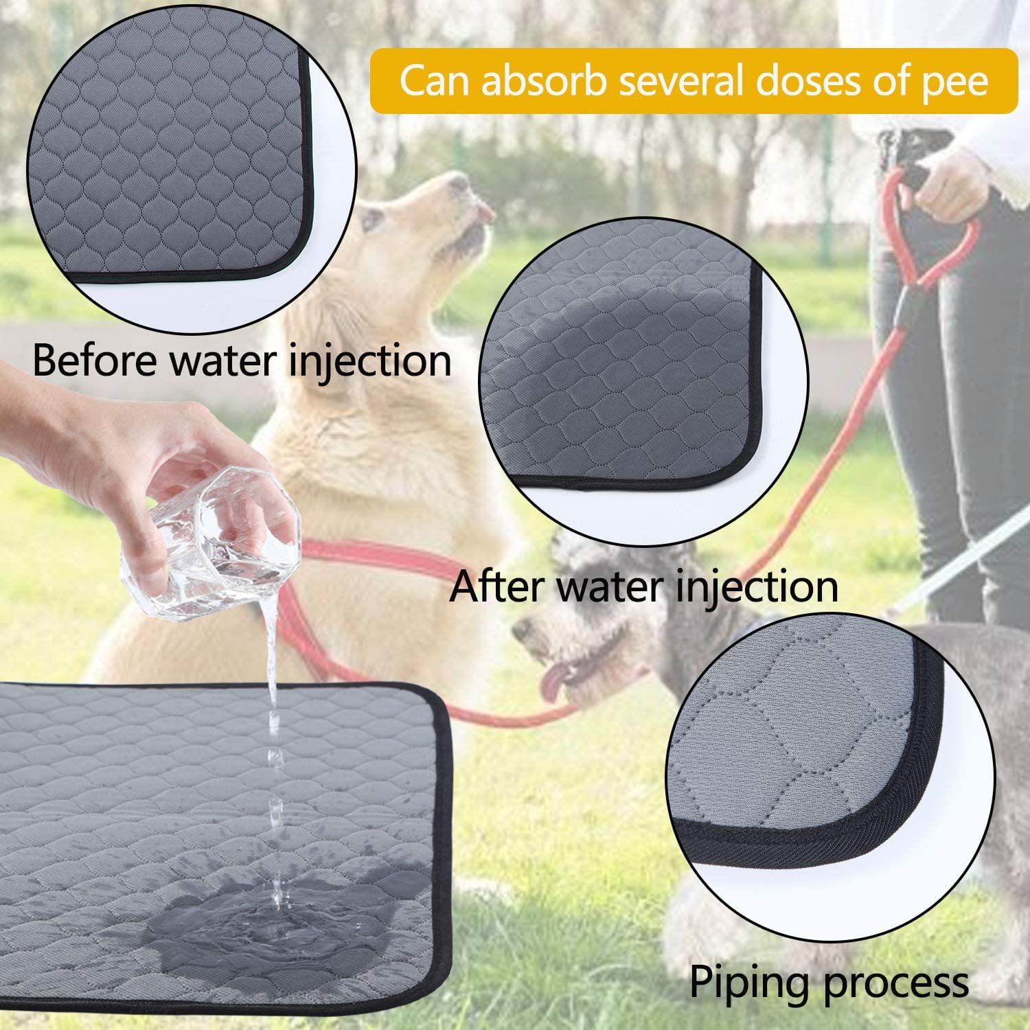 Dogs Pee Pads Pet Puppy Deodorant Training Pads Washable Reusable Leakproof Absorbable Odor Eliminating Control Wee Wee Pad 4 Layers Design with Anti Skid Bottom Urine Mess Absorb Lavender Scent Walma...