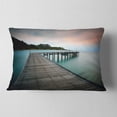 thumbnail image 2 of Designart Wooden Bridge into Blue Sea - Modern Throw Pillow - 12x20, 2 of 5
