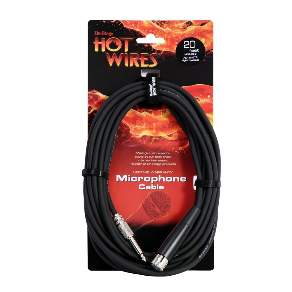 On-Stage MC12-20HZ Hi-Z Microphone Cable (20', XLR-QTR)