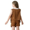 thumbnail image 3 of Mercatoo Girls Tassel Vest Hippi1 Sleeveless Faux Suede R1v11s Kids Western Style Retro Performance Cowboy Co1girl Clothes, 3 of 5