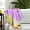 thumbnail image 2 of HomeRoots 534359 Pink & Yellow Woven Acrylic Striped Throw Blanket with Fringe, 2 of 5