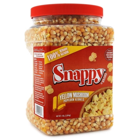 Snappy Yellow Mushroom Popcorn Kernels, 4 lb Resealable Jar, Non-GMO, for Machine or Stove
