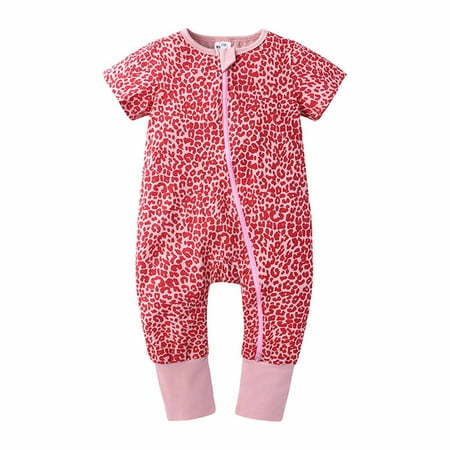 

Edvintorg 3 Months-3 Years Baby Rompers Girl Zipper Summer Newborn Toddler Baby Girls Boys Bodysuit Short Sleeve Printed Zipper One-Piece Romper Jumpsuit On Clearance