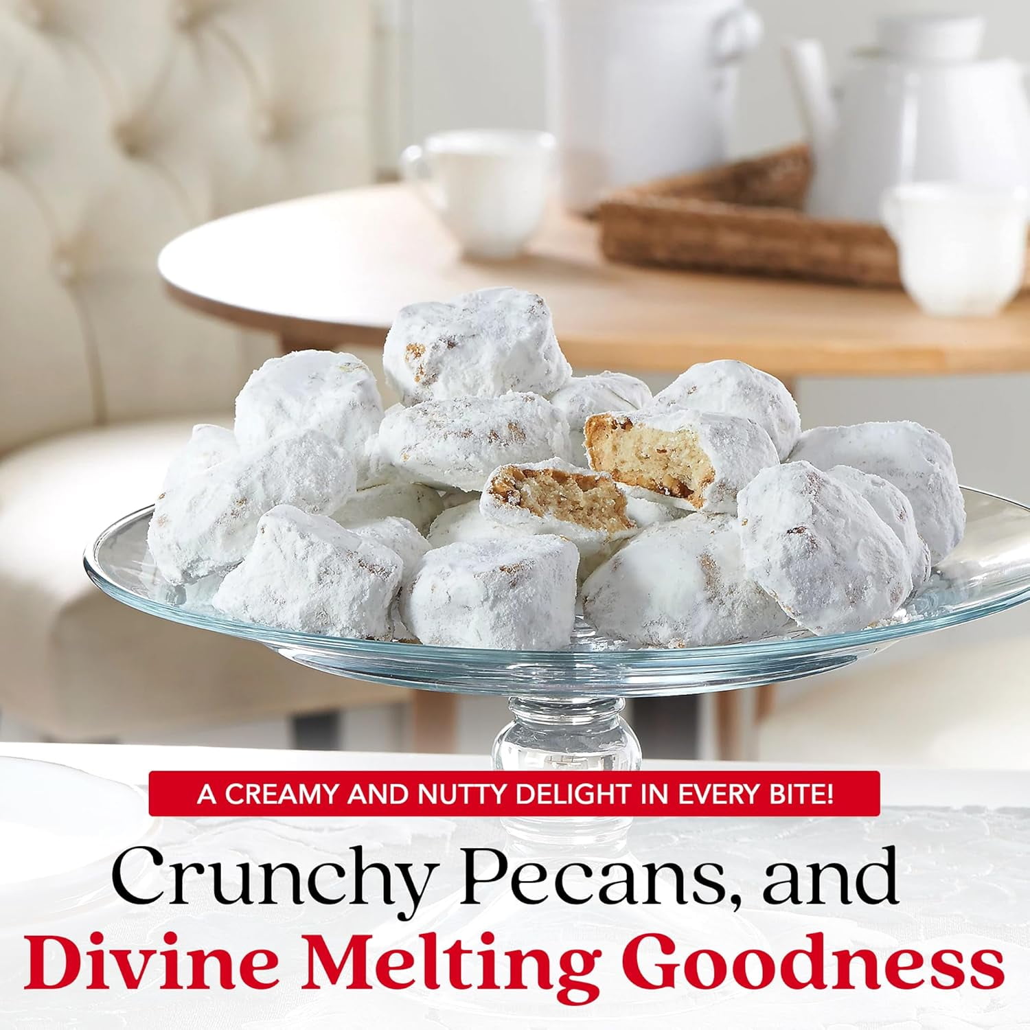 David’s Cookies Butter Pecan Meltaway Pecan Butter Cookies Meltaway Bakery Desserts in Gift Tin, 32 oz 2-Pack
