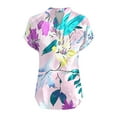 thumbnail image 4 of GaThRRgYP Plus Size Tops for Women Dressy,Women Casual Printed Short Sleeve Button Home V-Neck T-shirt Blouses Purple S, 4 of 5