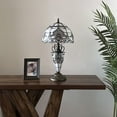 thumbnail image 7 of Tiffany Table Lamp White Stained Glass Shade And Base Baroque Style Lavender LED Bulbs Included for Living Room Bedroom Bedside 12"W*12"D*22"H, 7 of 7