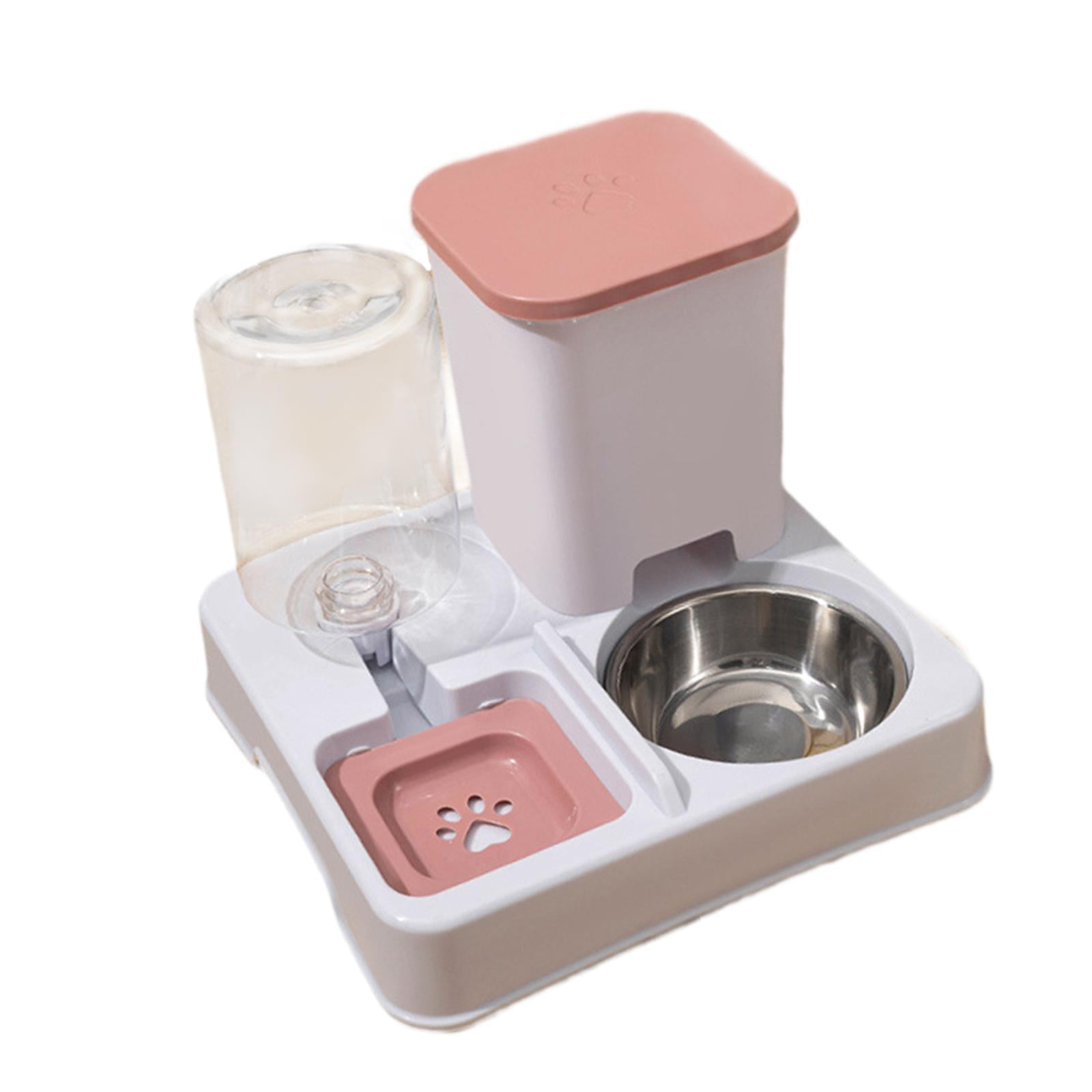 Bothyi Automatic Cat Feeder Food and Water Supply Detachable for s Dogs Travel pink white