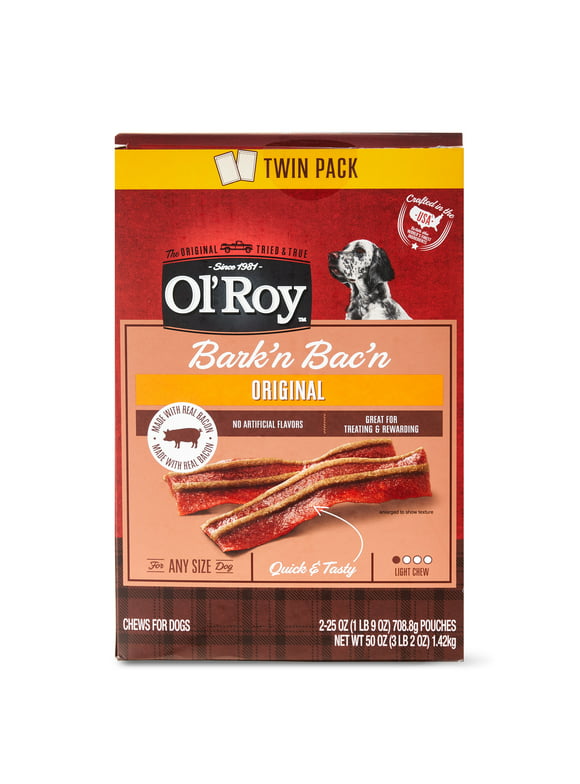 Ol' Roy Bark'n Bac'n Dog Treats, Original, Twin Pack